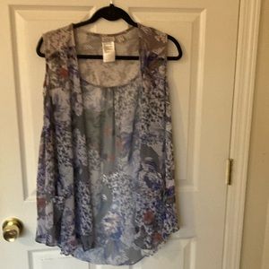 LOGO by Lori Goldstein size XXS purple floral sheer top